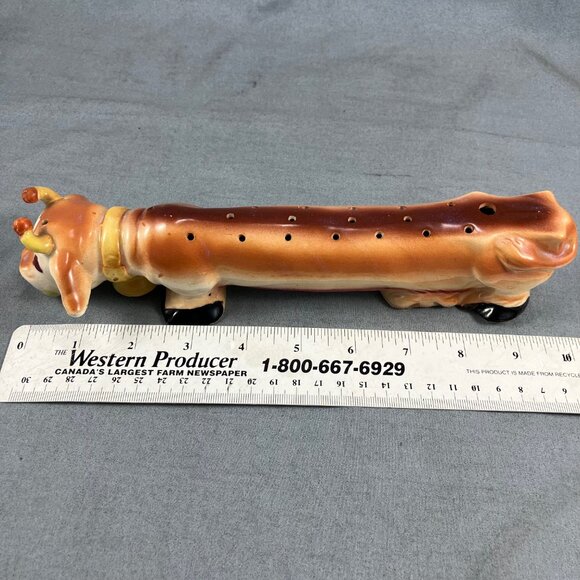 Vtg Japan Ceramic Toothpick or Incense Holder Cow Long boy 10" - Picture 6 of 6